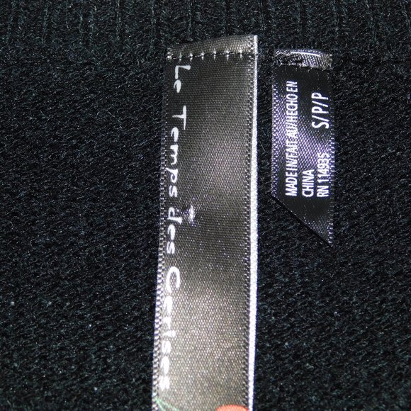 Le Temps Des Cerises Womens S Black White Tiger 3/4 Sleeve Knit pullover Sweater - Picture 2 of 7